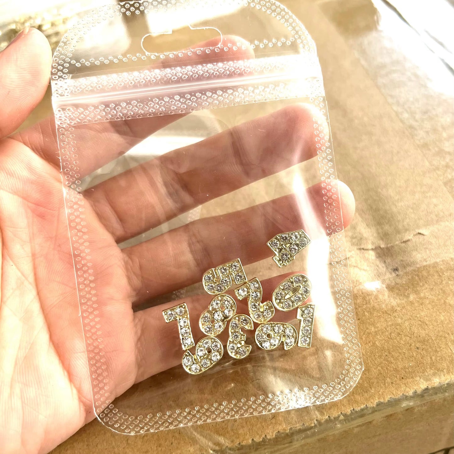 Gold Rhinestone Number Nail Charms – 0-9 Digits for Custom Nail Art