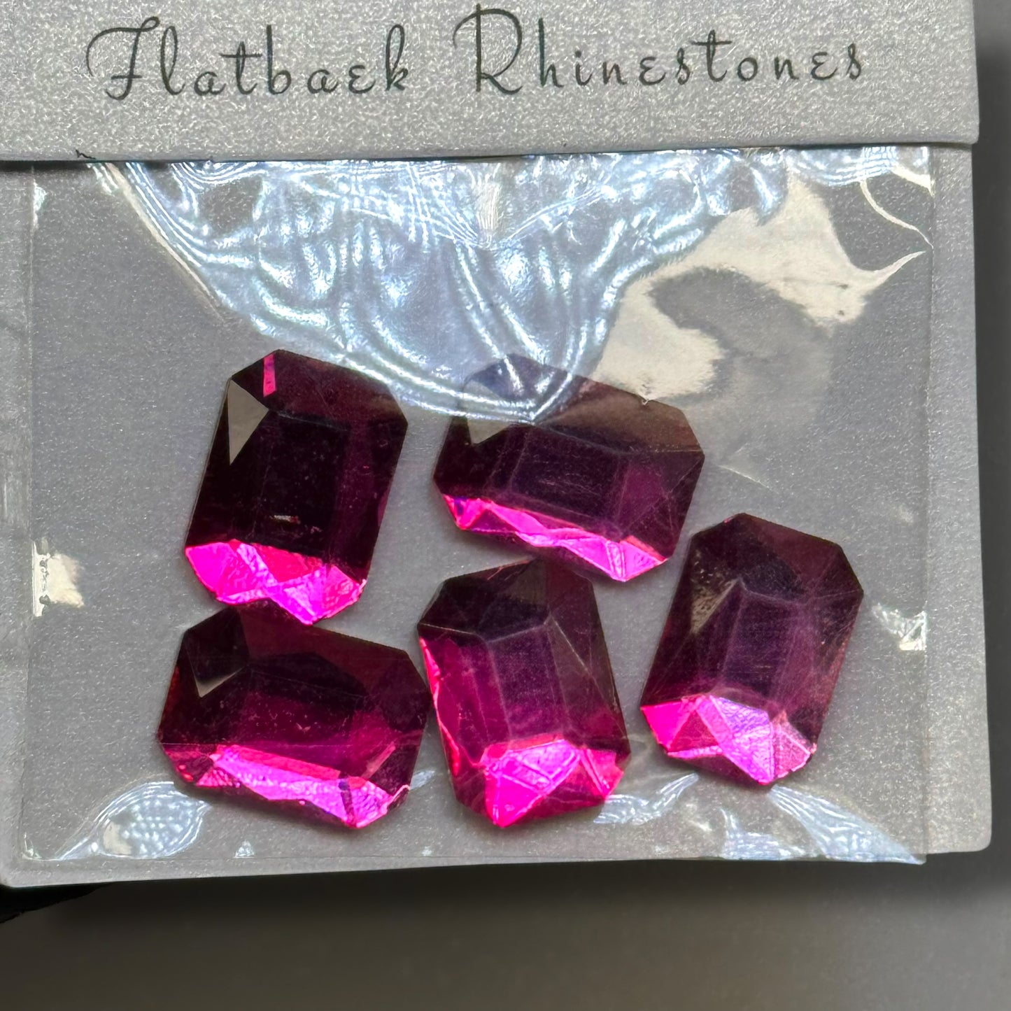 Jumbo Crystal Rectangle Rhinestones – 5 Pcs Flatback Nail Art Gems