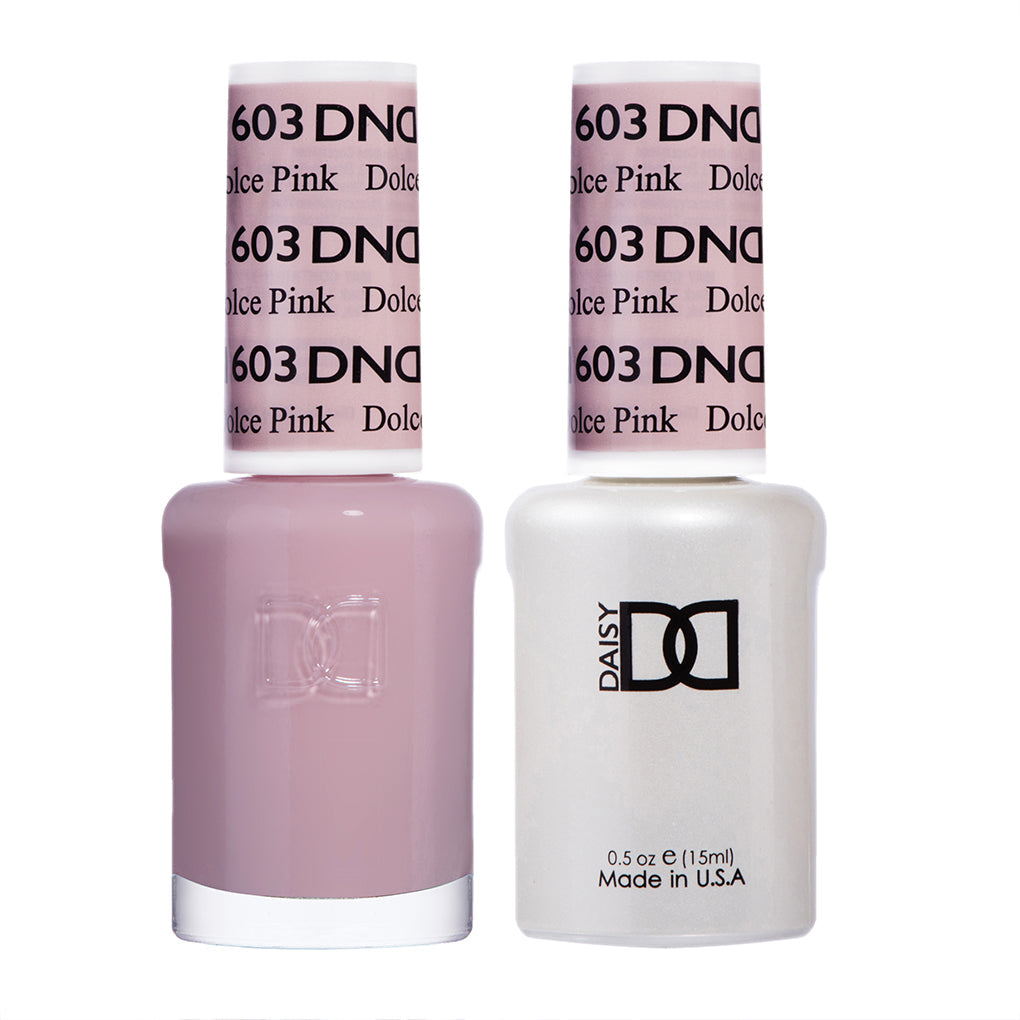 DND #603 Dolce Pink – Soft Romantic Pink Gel & Regular Polish Duo | Long-Lasting Gloss Finish