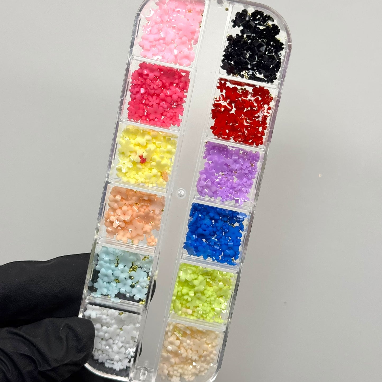 002- 12-Color Flower Spring Resin Nail Art Decorations – Small 3D Floral Charms for Nails