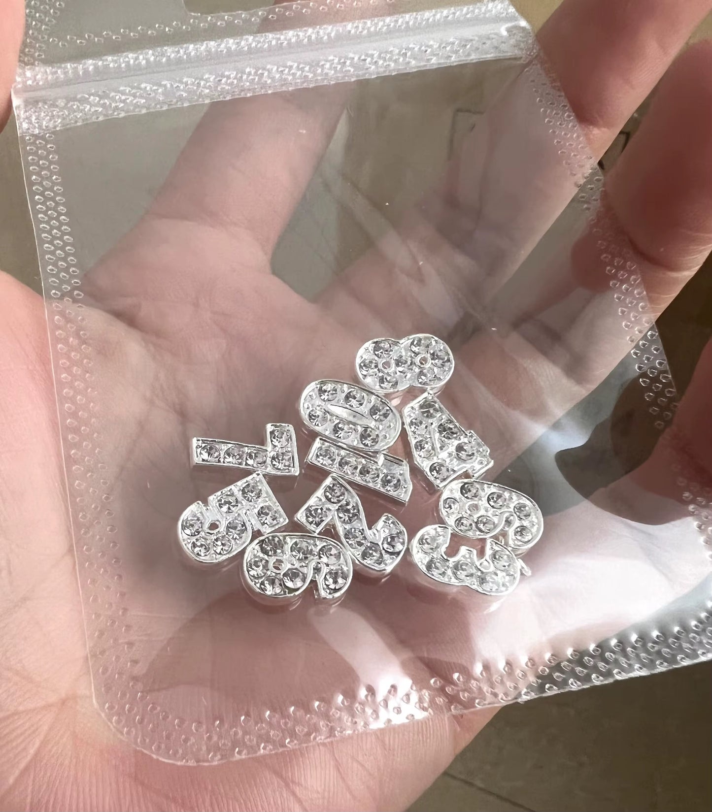 Silver Rhinestone Number Nail Charms – 0-9 Digits for Custom Nail Art