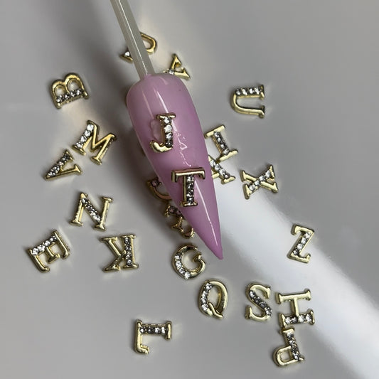 Gold LETTER Nail Charms - bag