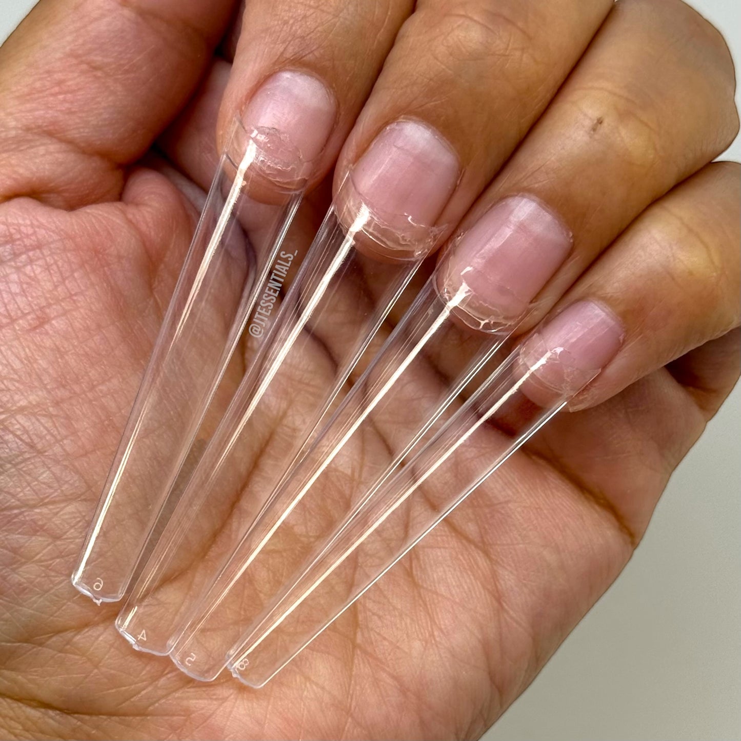 3XL Extra Long Straight Coffin Nail Tips – Half Cover, 504 pcs Box
