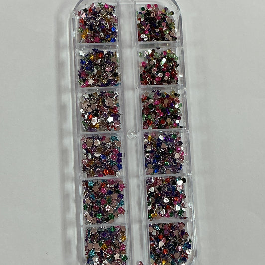 Mixed Rhinestone, Heart & Flower Nail Charms Set – Colorful Crystal Nail Art