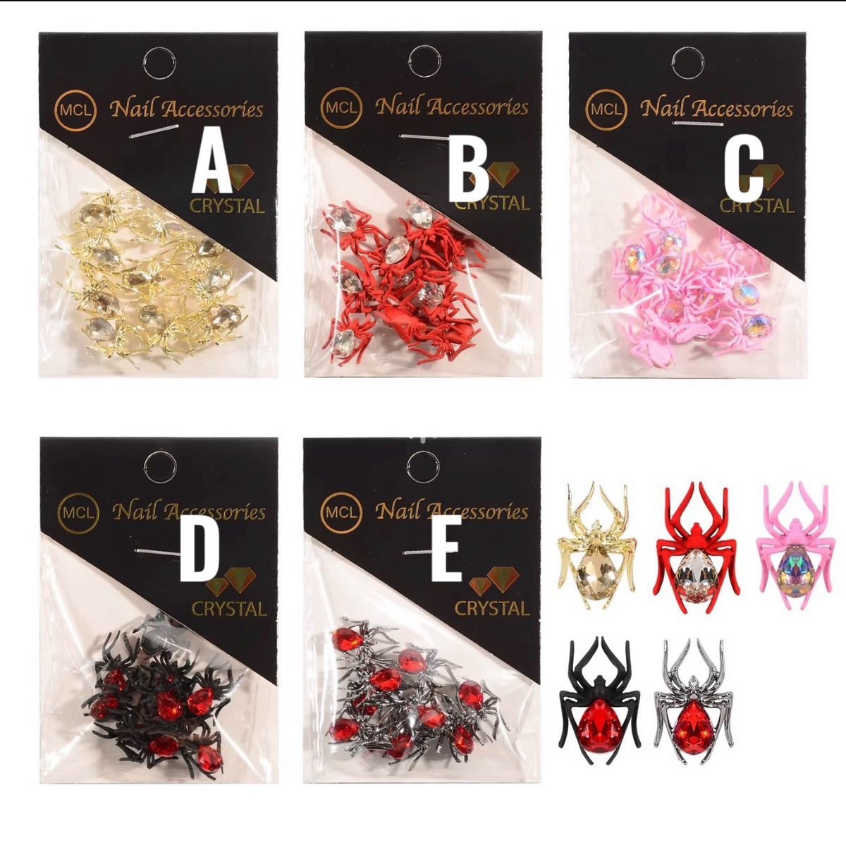Chunky spider nail charms - Halloween