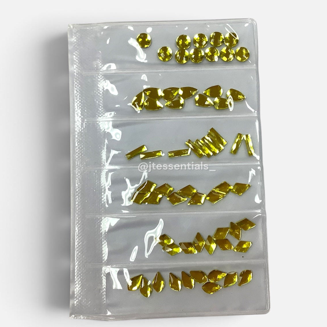 Yellow Rhinestone Shape- 6 grit pack of crystals for nail decoration