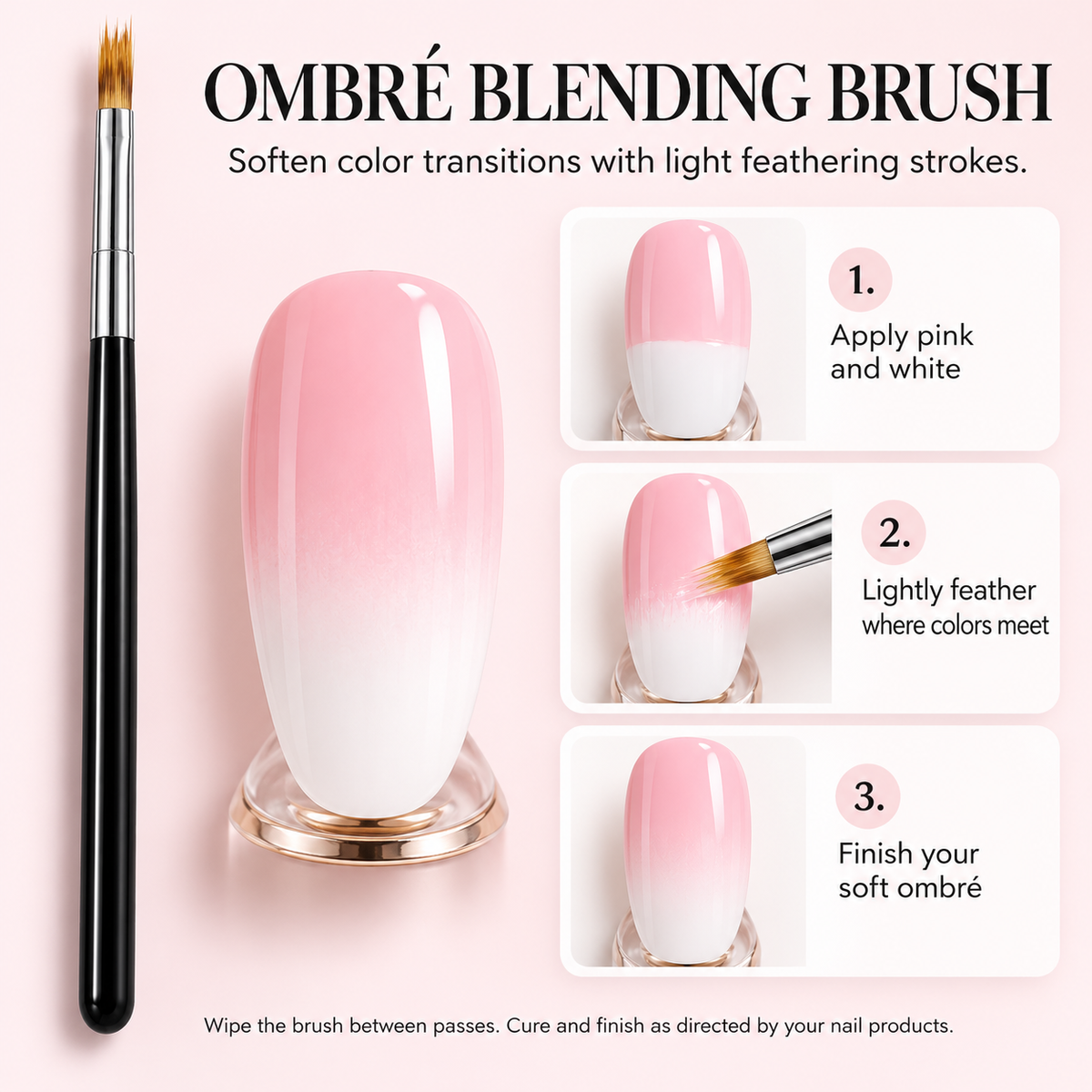 Ombré Nail Art Blending Brush – Black Handle