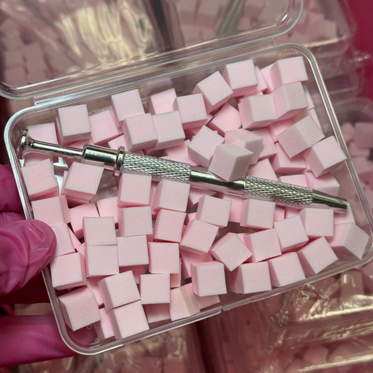 Baby pink 100Pcs Soft Nail Sponges for Ombre - Nail Art Sponges with Grabbing Pen - JTessentials