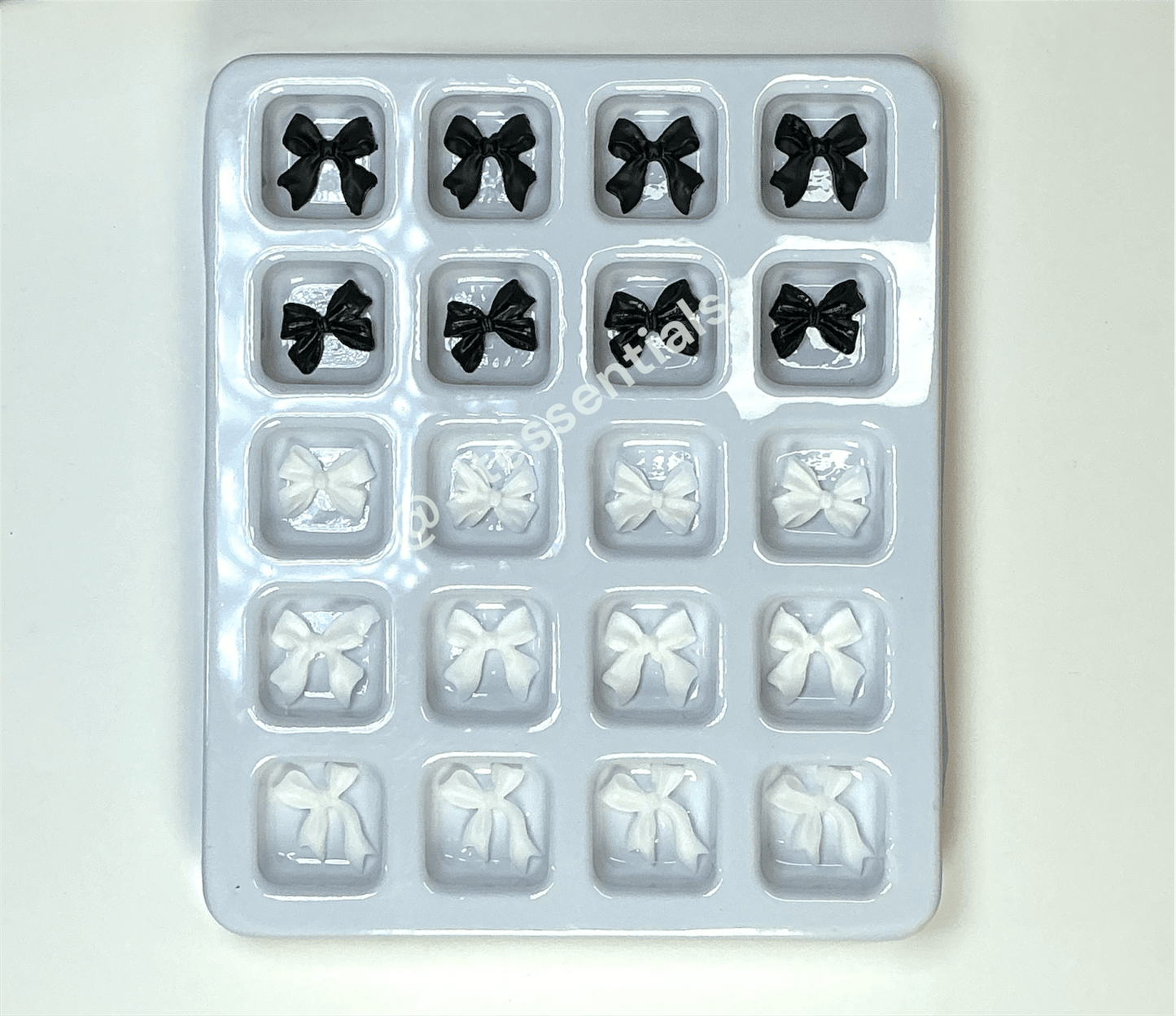 Black & White Bow Nail Charms Set - 20 PCs - JTessentials