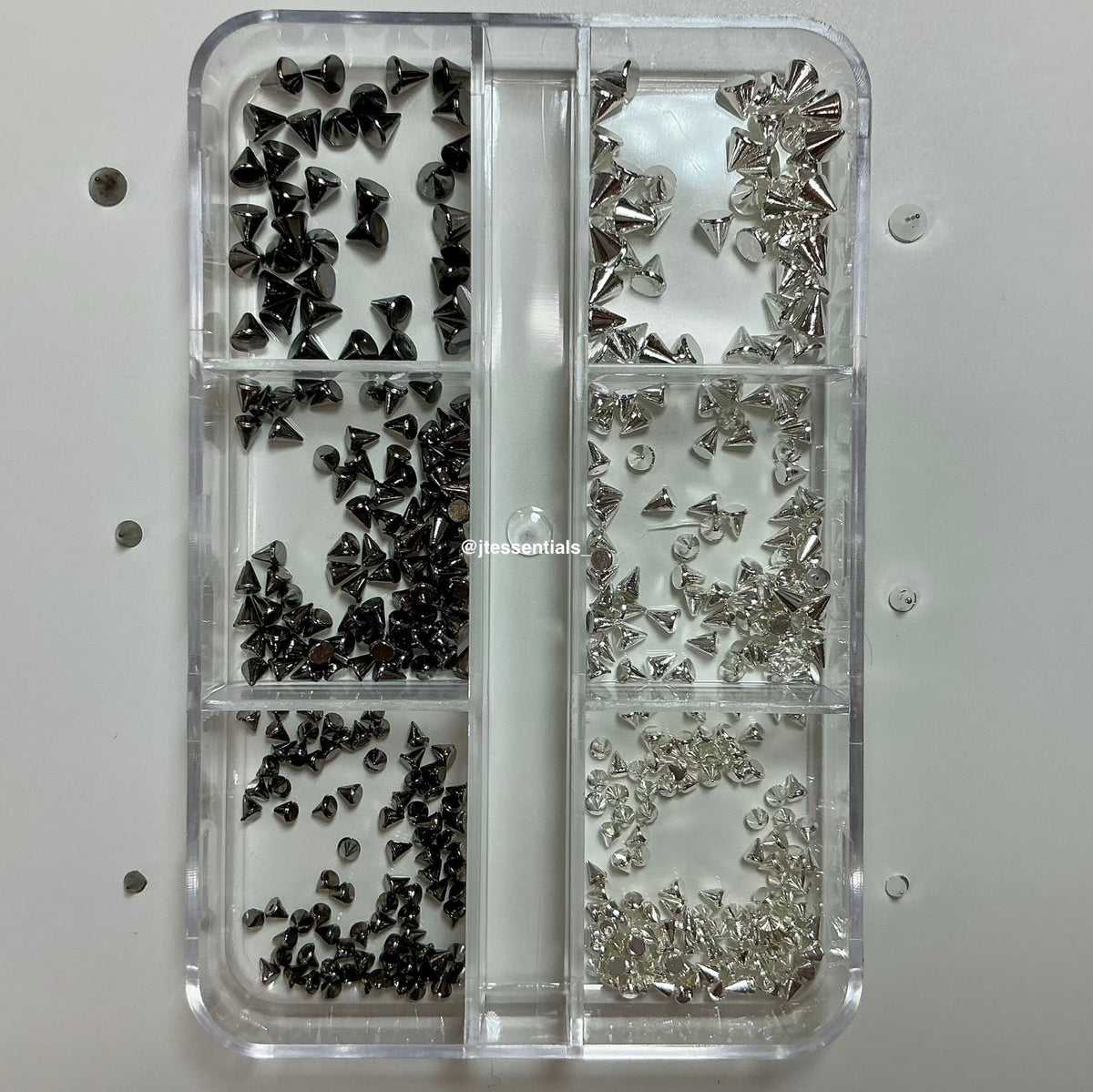 Black/silver charms Spikes box- punk nail decor - JTessentials