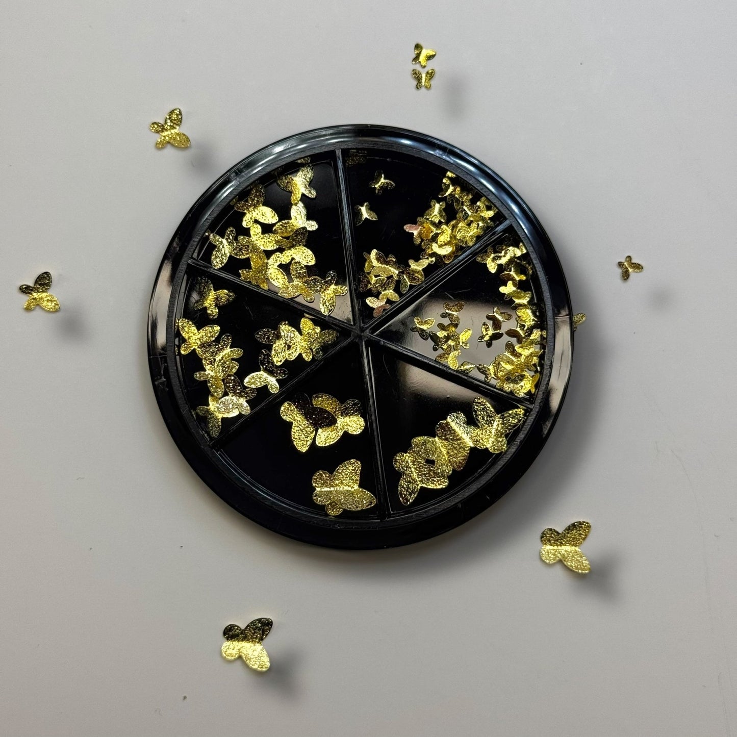 Butterfly Gold Nail Charms Wheel – 3D Metallic Butterfly Decorations for Nails - JTessentials
