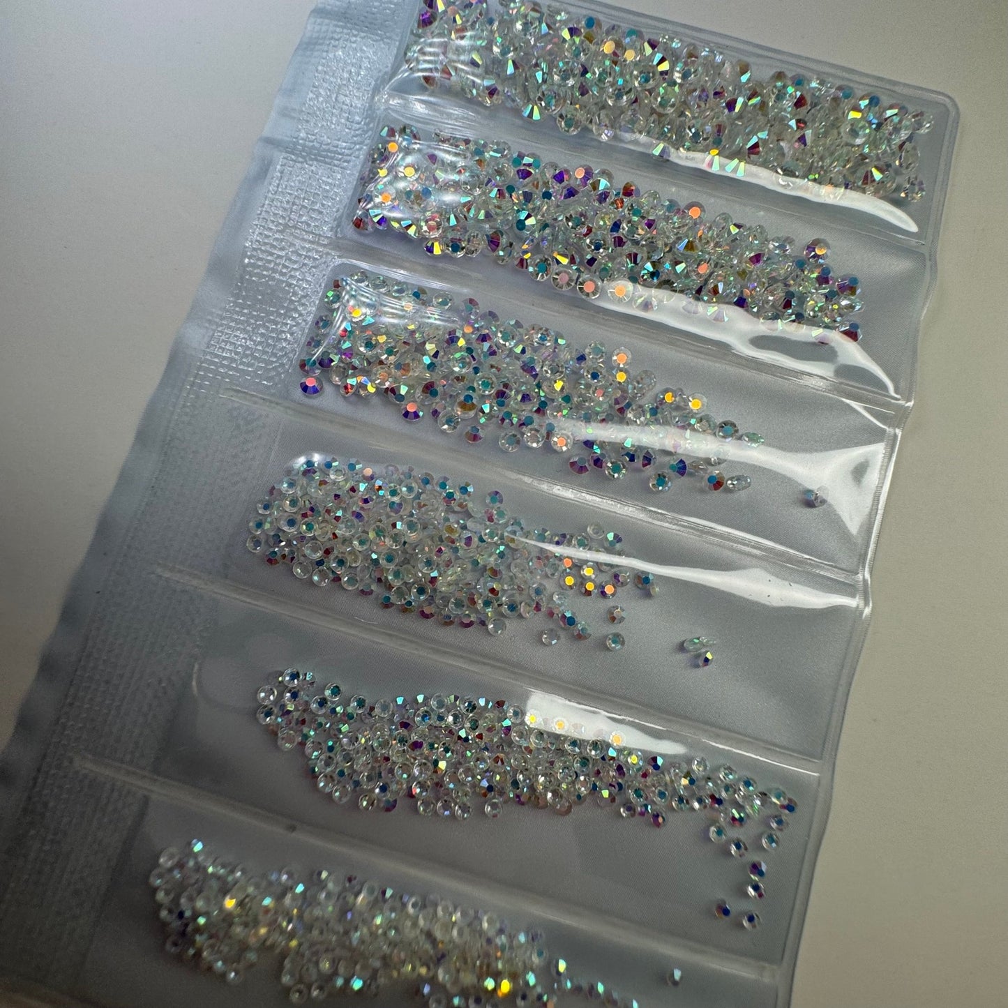 Clear Ab rhinestone flat back - 6 grit pack of crystals for nail decoration - JTessentials