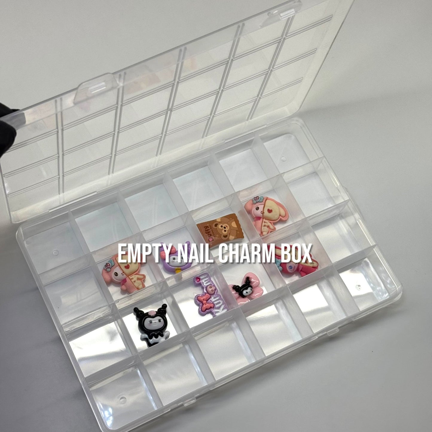Clear Empty Nail Charm Organizer Box 5x7.5 in – 28 Grid Storage Case for Nail Art Accessories - JTessentials