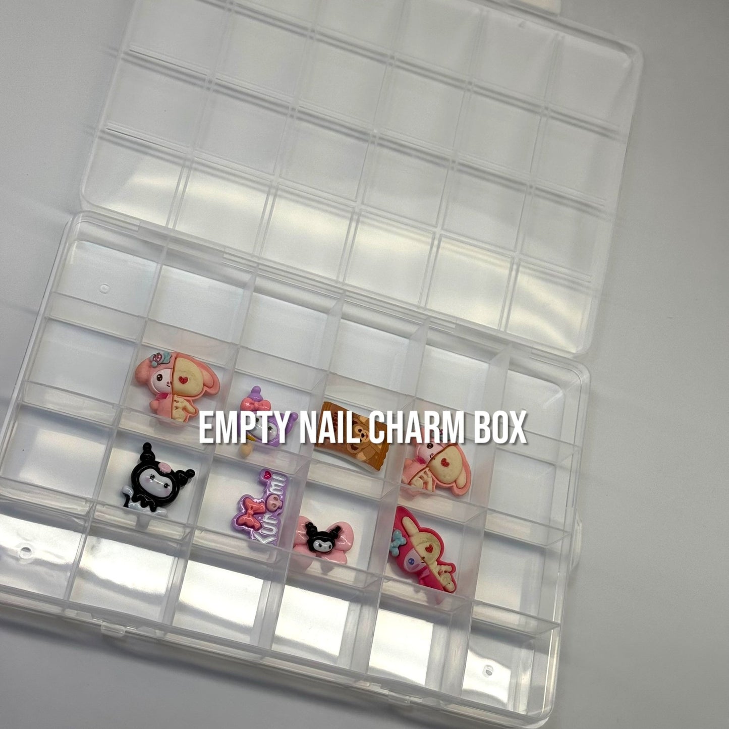 Clear Empty Nail Charm Organizer Box 5x7.5 in – 28 Grid Storage Case for Nail Art Accessories - JTessentials