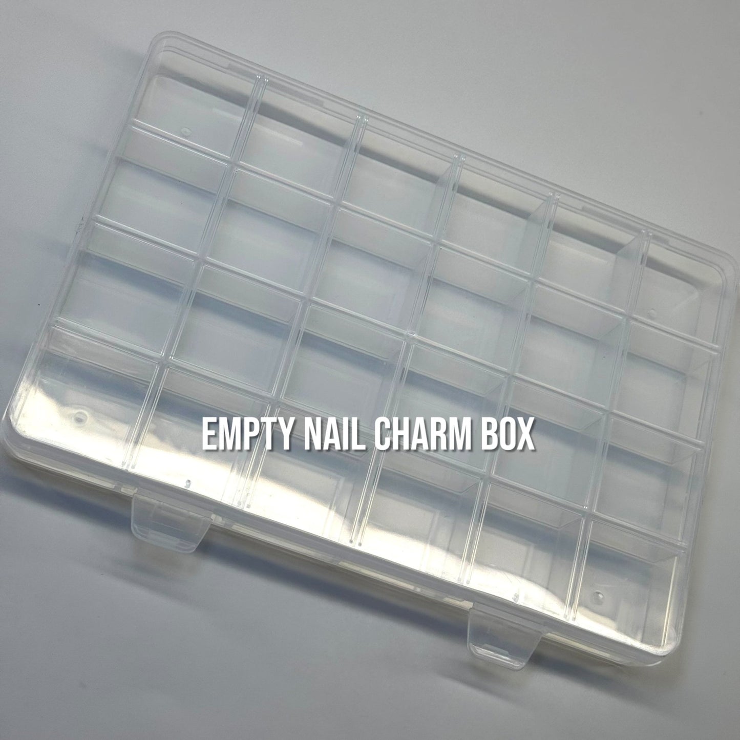 Clear Empty Nail Charm Organizer Box 5x7.5 in – 28 Grid Storage Case for Nail Art Accessories - JTessentials