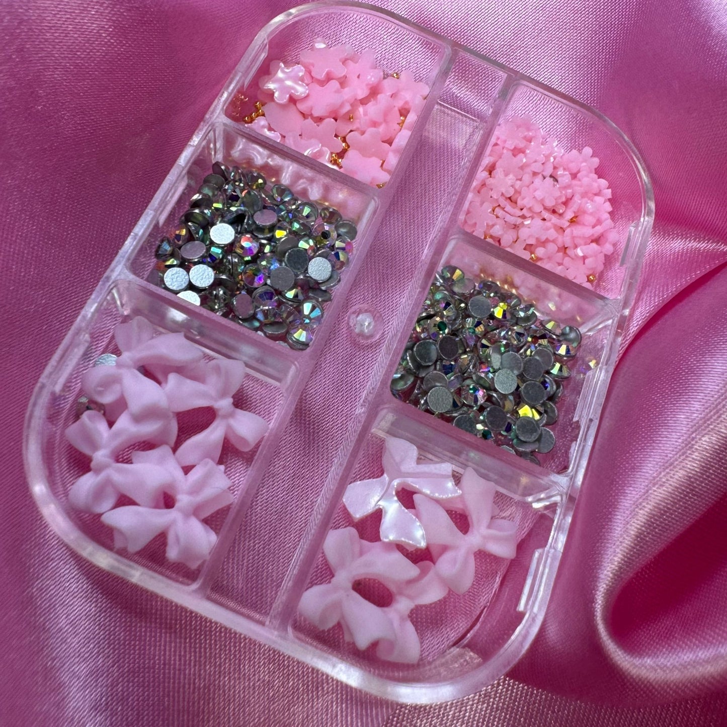 Deli Pink BoX - Nail charm bows bling & flowers - JTessentials