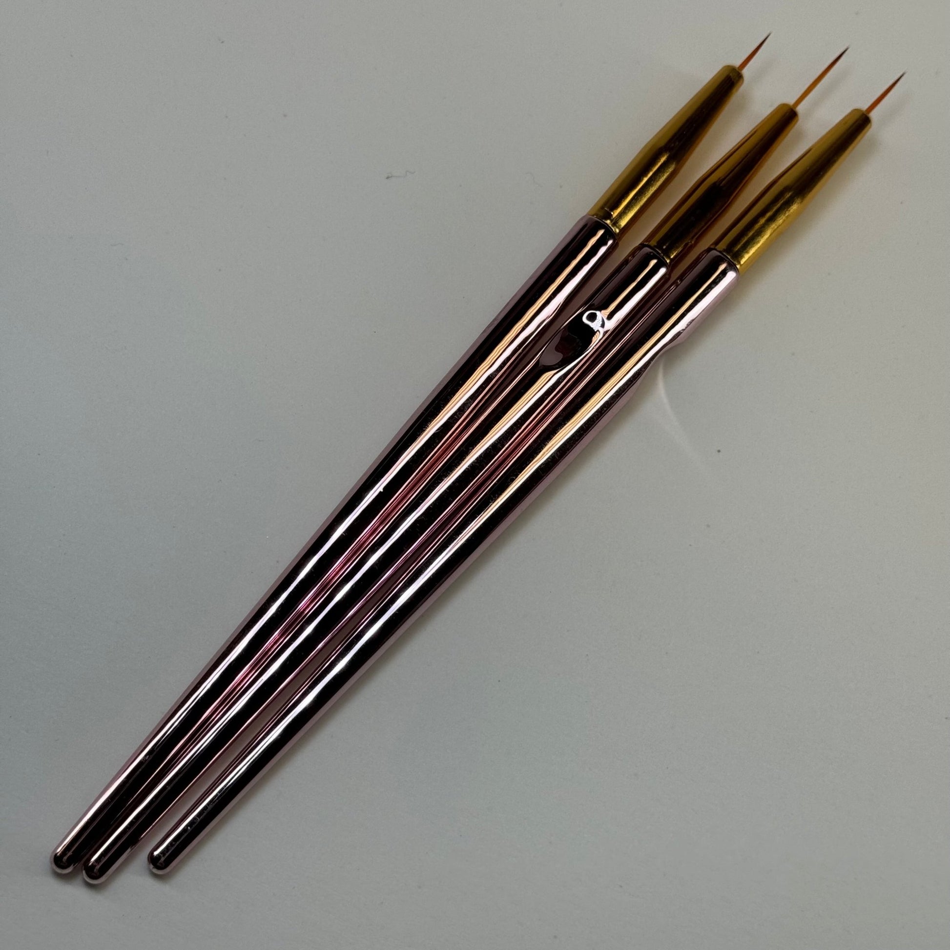 Detail Liner Nail Brush Set - 3 Pcs Rose Gold for Precision Nail Art - JTessentials