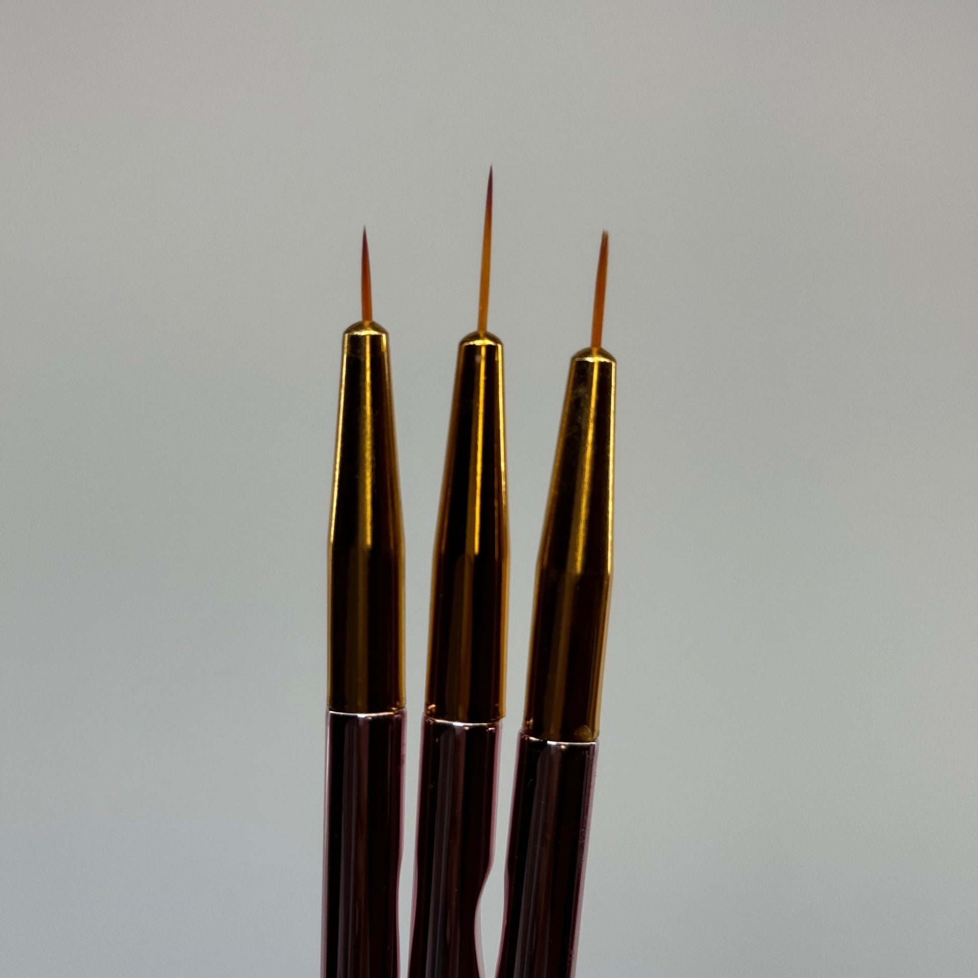 Detail Liner Nail Brush Set - 3 Pcs Rose Gold for Precision Nail Art - JTessentials