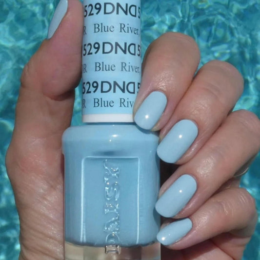 DND 529 Blue River – Soothing Blue Gel & Regular Polish Duo | Long - Lasting Salon Finish - JTessentials