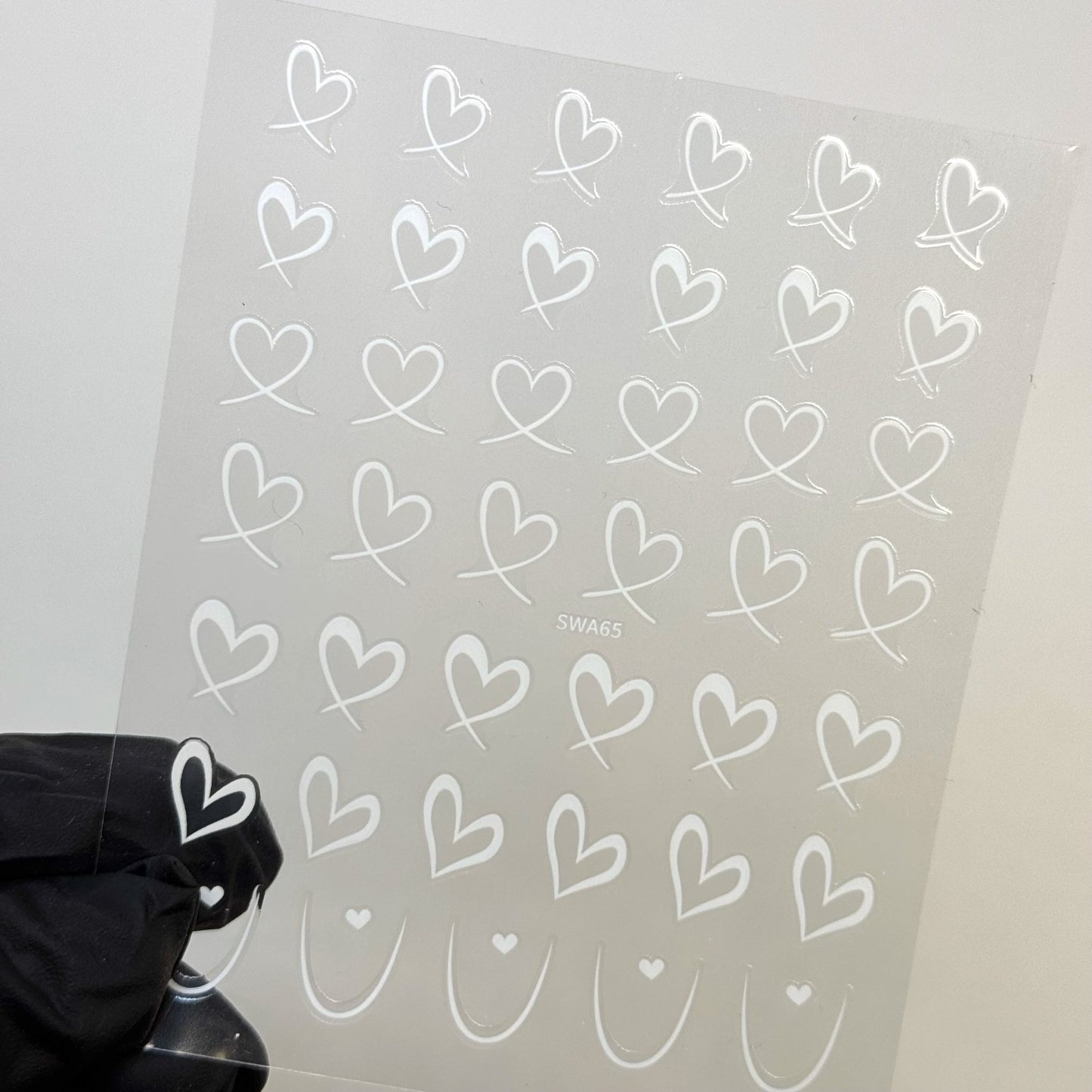 French & Heart Outline white Nail Stickers - Easy - to - Apply Romantic Nail Art - JTessentials