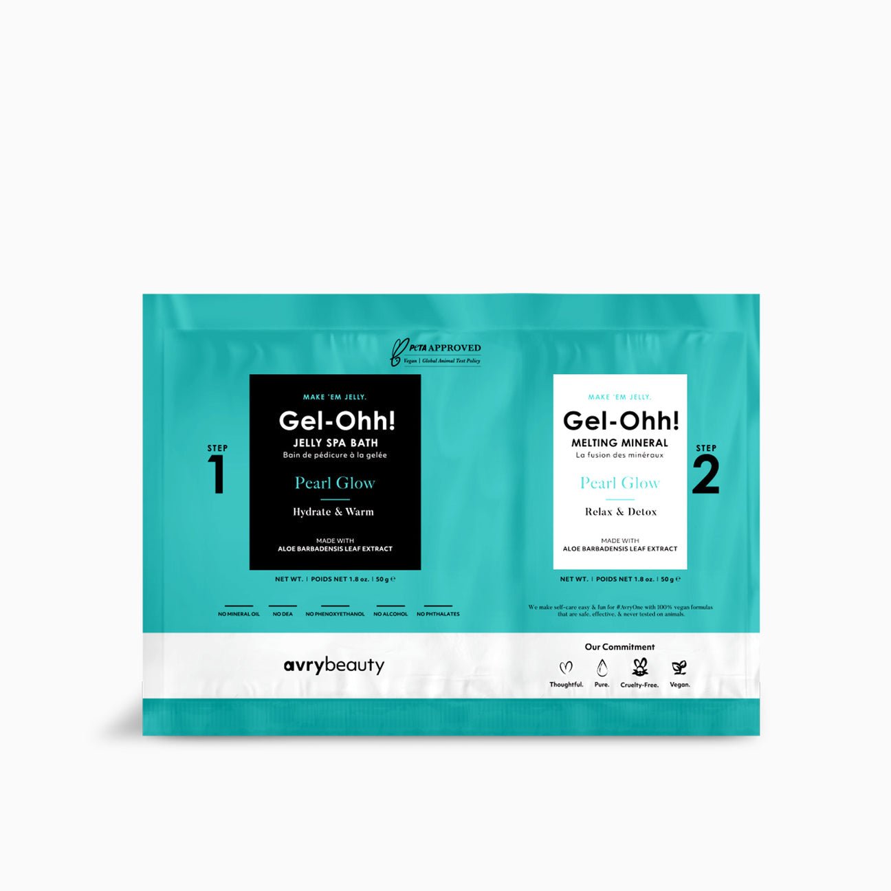 Gel - Ohhh! Jelly Spa Pedicure – 2 - Step Pearl Glow Detox & Hydration Kit | AvryBeauty Vegan Pedicure Soak - JTessentials