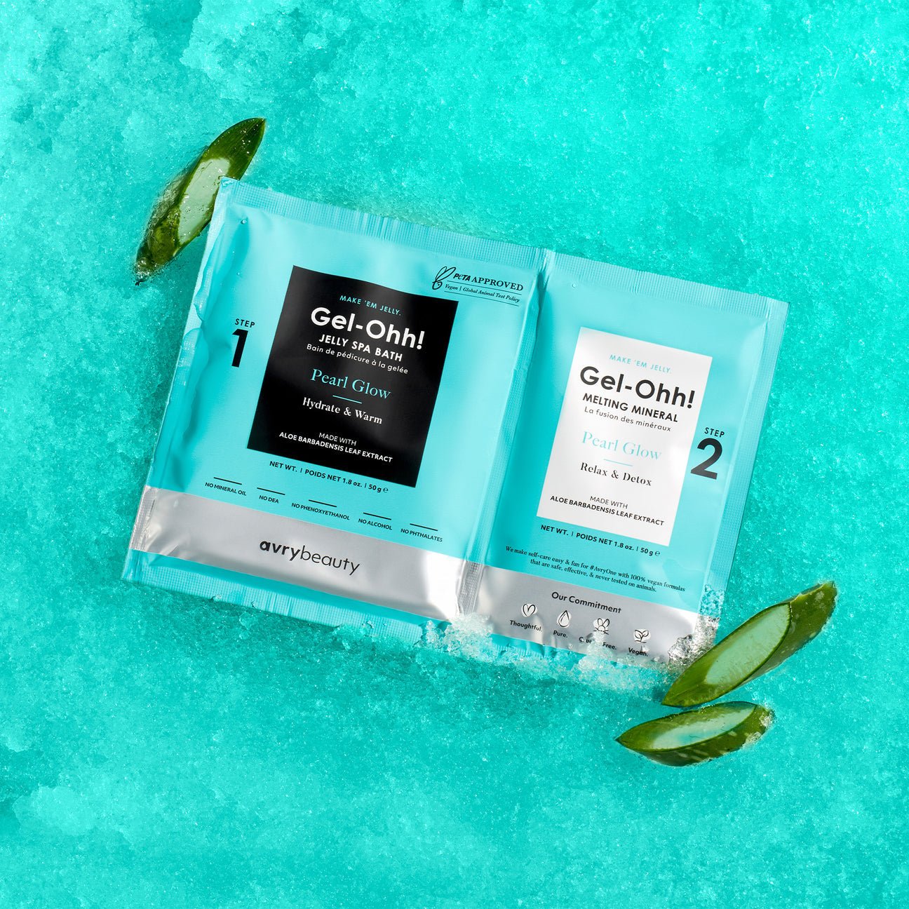 Gel - Ohhh! Jelly Spa Pedicure – 2 - Step Pearl Glow Detox & Hydration Kit | AvryBeauty Vegan Pedicure Soak - JTessentials