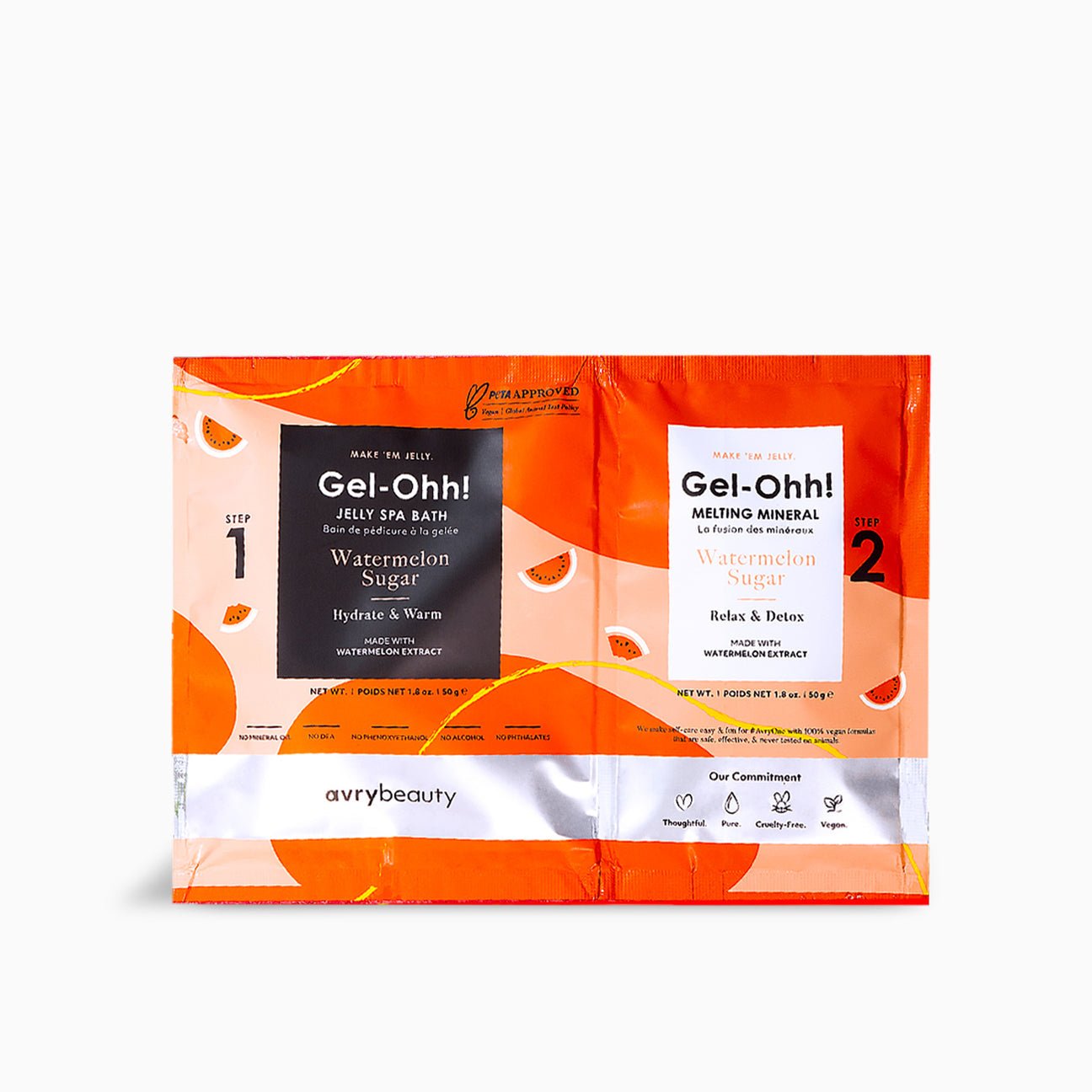 Gel - Ohhh! Jelly Spa Pedicure – Watermelon Sugar 2 - Step Jelly Foot Soak | Hydrate, Detox & Glow | AvryBeauty Vegan Spa Kit - JTessentials