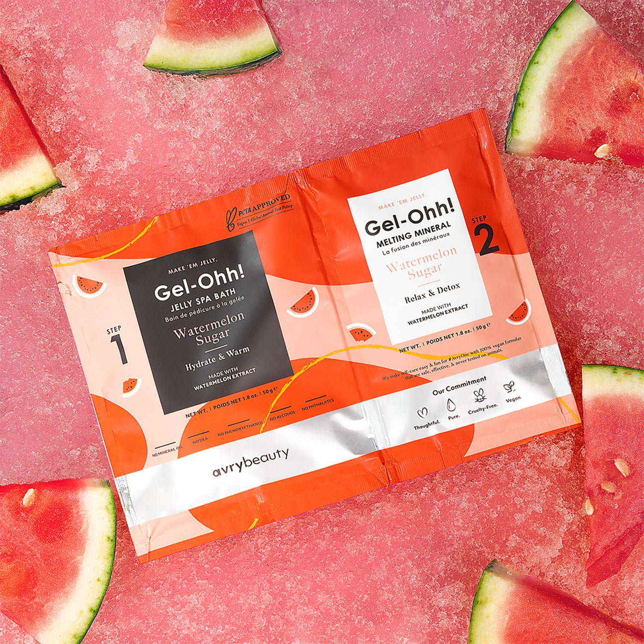 Gel - Ohhh! Jelly Spa Pedicure – Watermelon Sugar 2 - Step Jelly Foot Soak | Hydrate, Detox & Glow | AvryBeauty Vegan Spa Kit - JTessentials