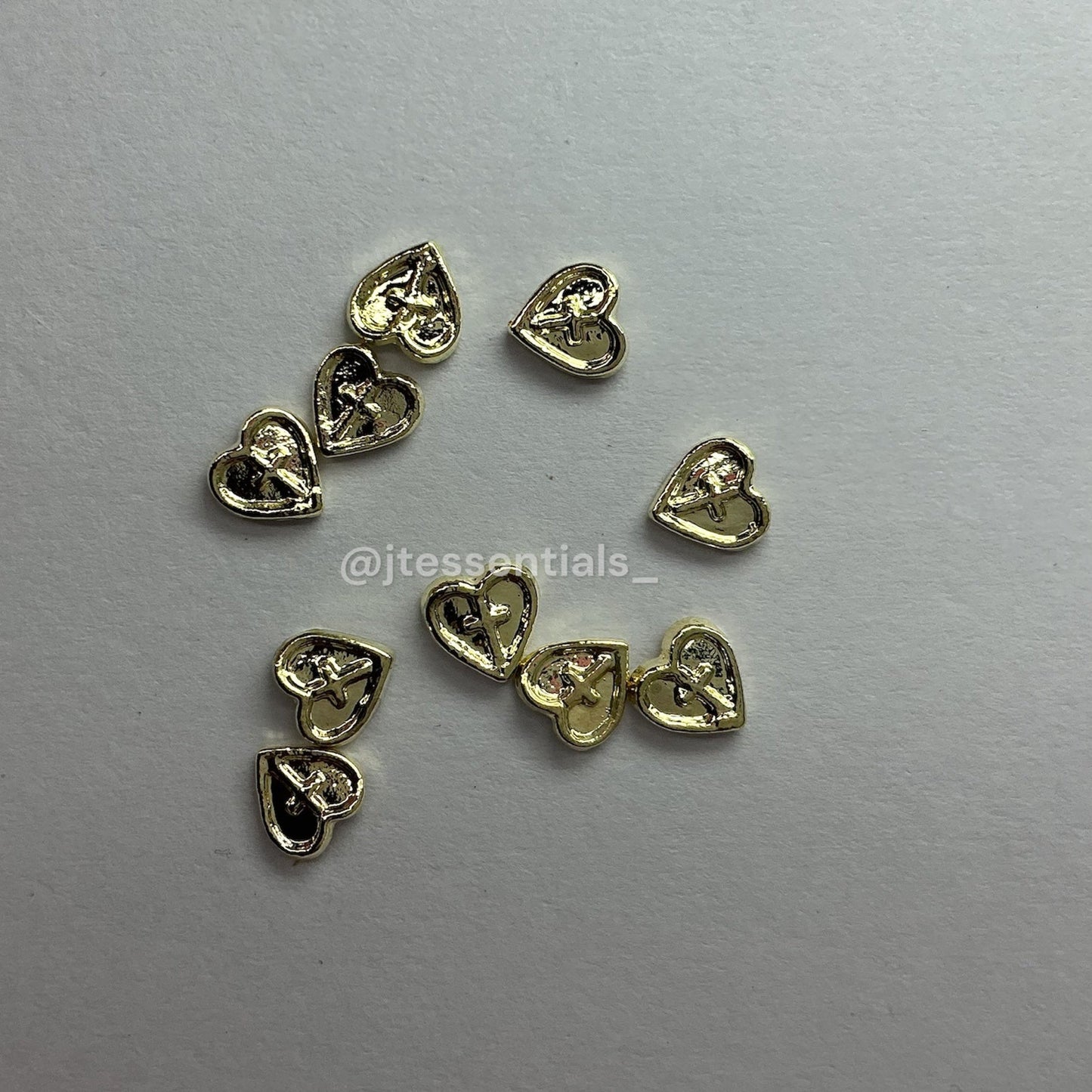 Gold Heart Cross Metal Nail Charms – 3D Alloy Nail Art Decorations (10pcs) - JTessentials
