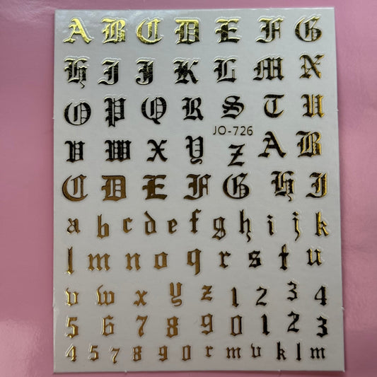 Gold Letter - Nail sticker - JTessentials