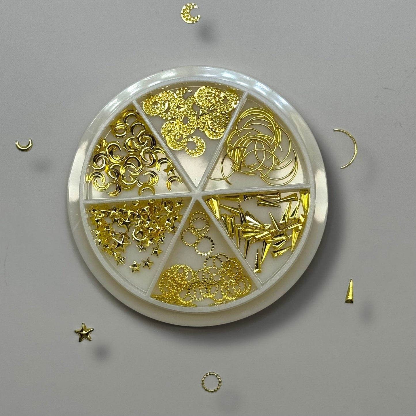 Gold Nail Art Decoration – 12 (Stars, Moons, Arrows, Circles) for Nail Design - JTessentials