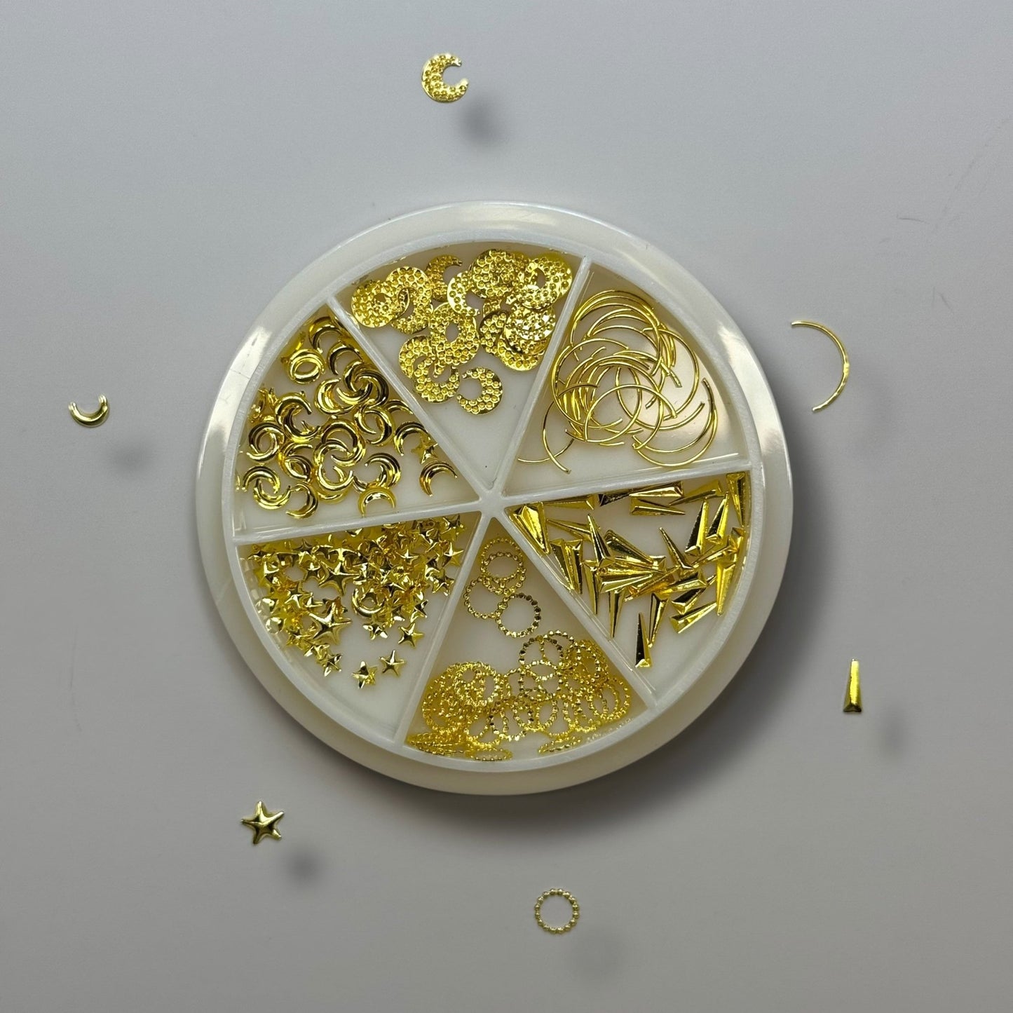 Gold Nail Art Decoration – 12 (Stars, Moons, Arrows, Circles) for Nail Design - JTessentials