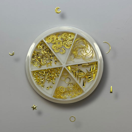 Gold Nail Art Decoration – 12 (Stars, Moons, Arrows, Circles) for Nail Design - JTessentials