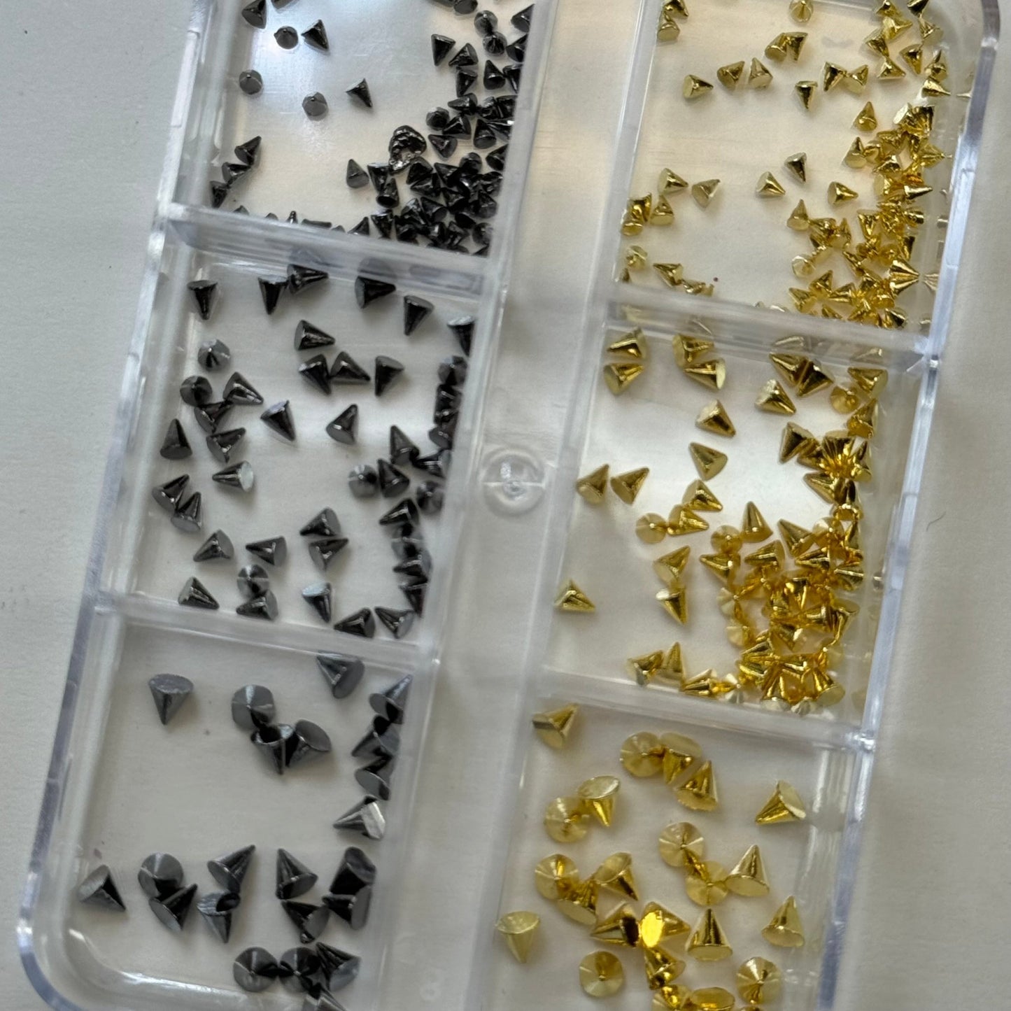 Gold & Silver Nail Charm Spikes Box - Bold Nail Art Accessories - JTessentials