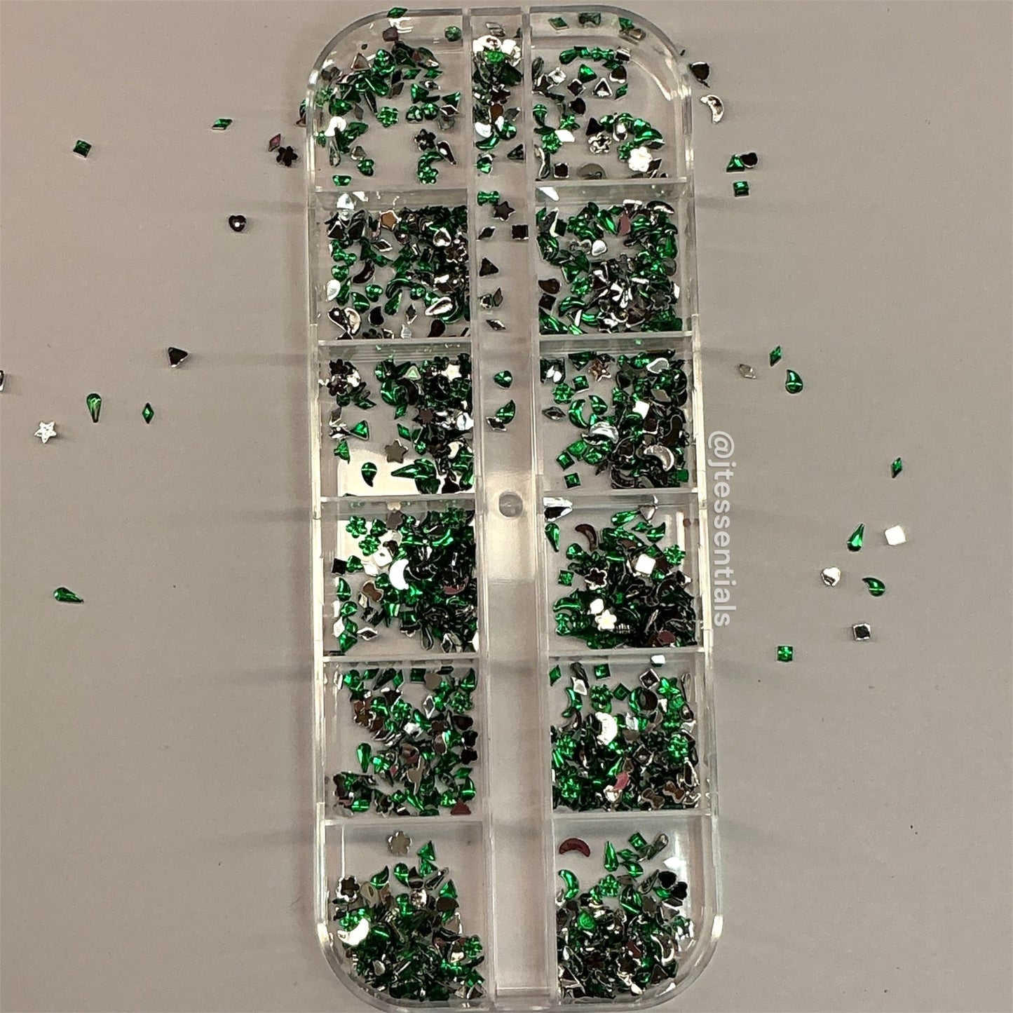 Green Mixed Rhinestone, Heart,Flower, Bow Nail Charms Set – Crystal Nail Art - JTessentials