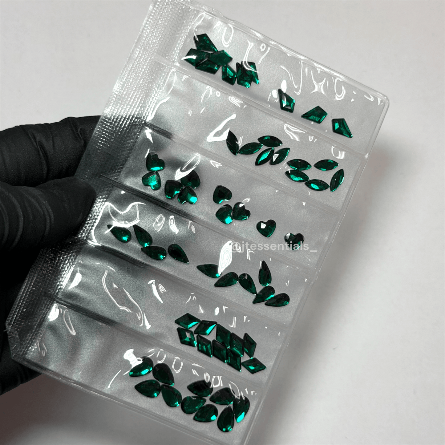GREEN Rhinestone Shape - 6 grit pack of crystals for nail decoration - JTessentials