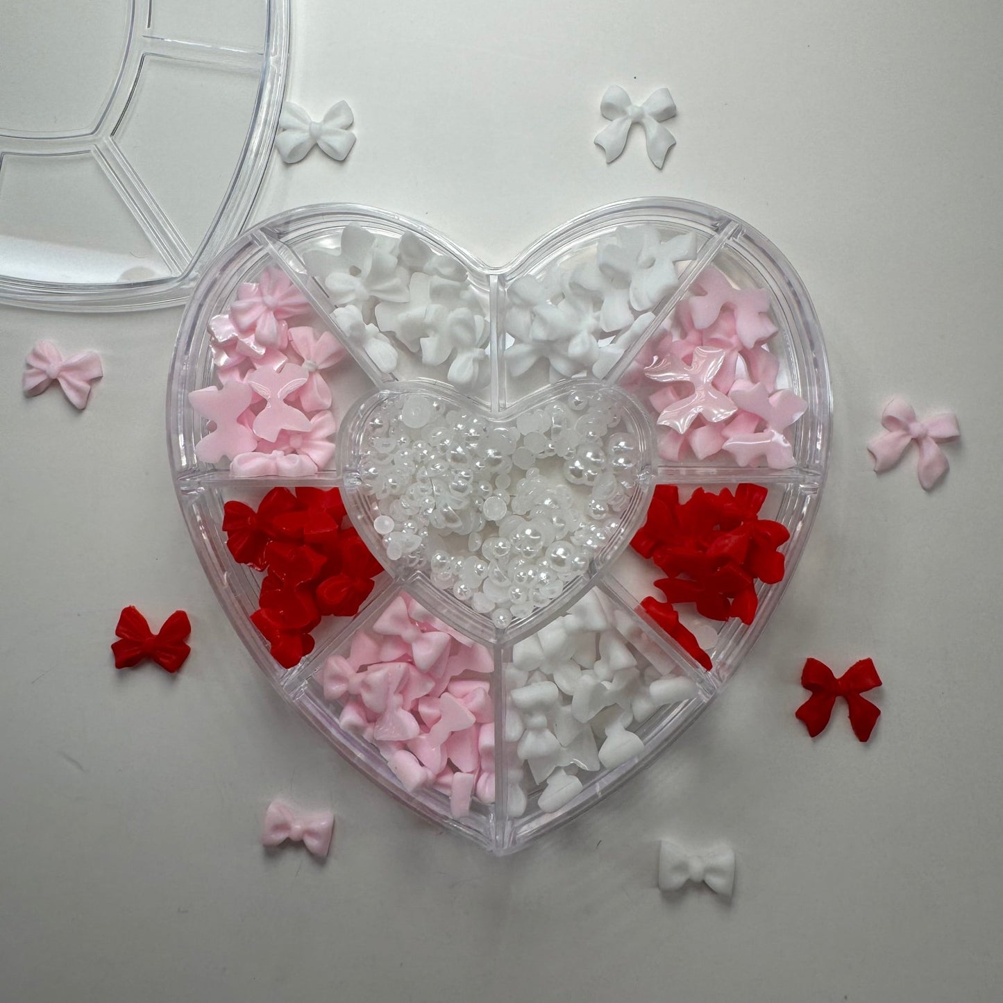 Heart Box Nail Charms - Red, Pink, & White Bows for Nail Art Designs - JTessentials