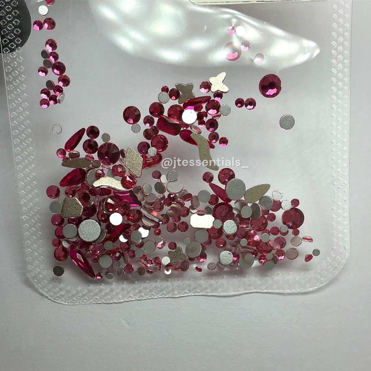 Hot Pink Rhinestone Mix- nail crystals decoration bag - JTessentials