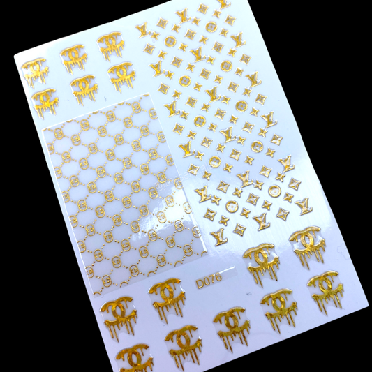Laser gold Designer Drip Sticker  D076-11
