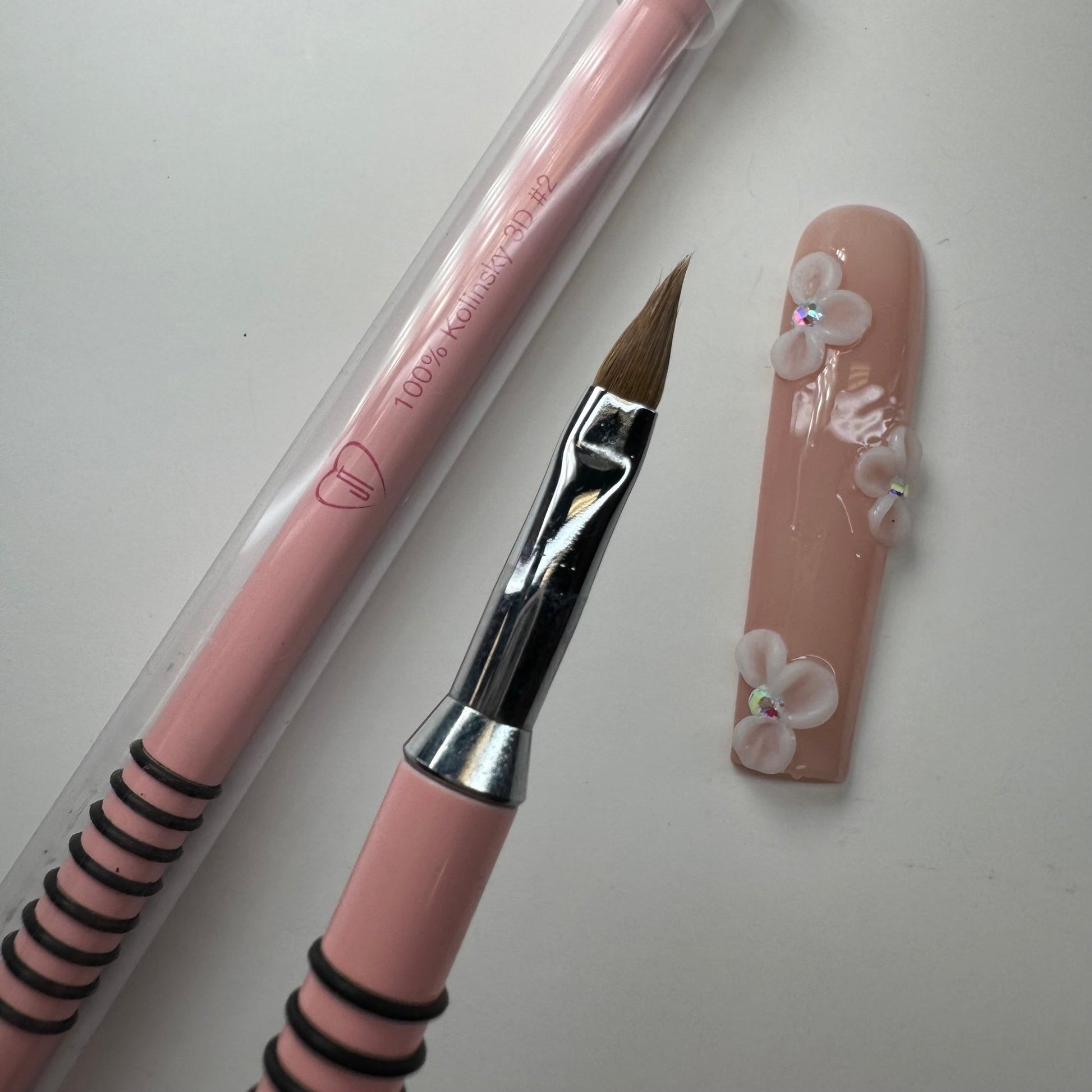 JT Kolinsky Pink 3D Brush - Premium Quality for Precise Nail Art Designs - JTessentials