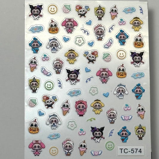 Labubu Sanrio Nail Stickers – Kawaii TC - 574 Cartoon Decals for Nail Art - JTessentials