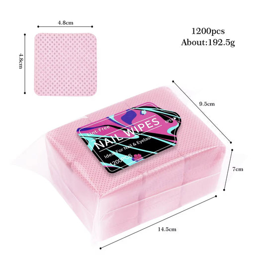 Lint - Free Nail Wipes 1200PCS – Pink - JTessentials