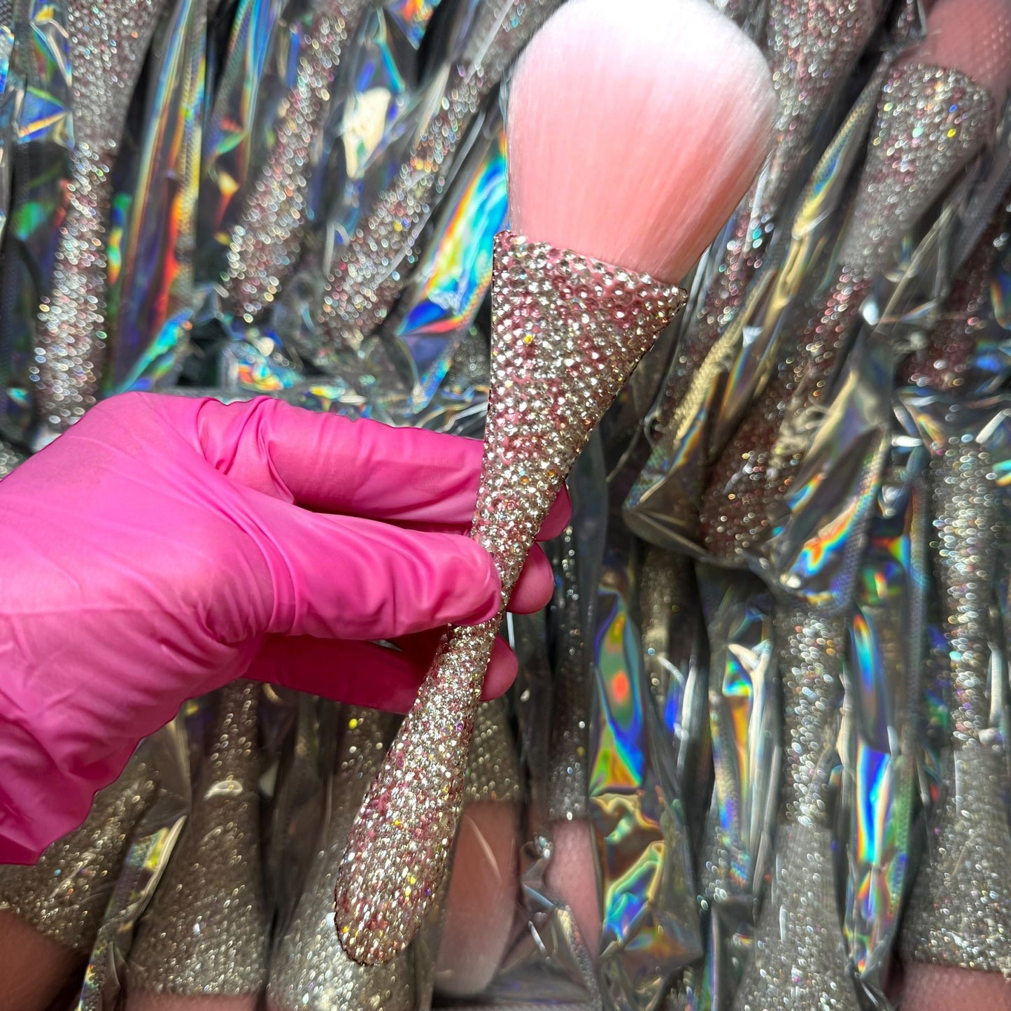 Pink Bling Dust Brush – Crystal Handle Nail Cleaning Brush - JTessentials