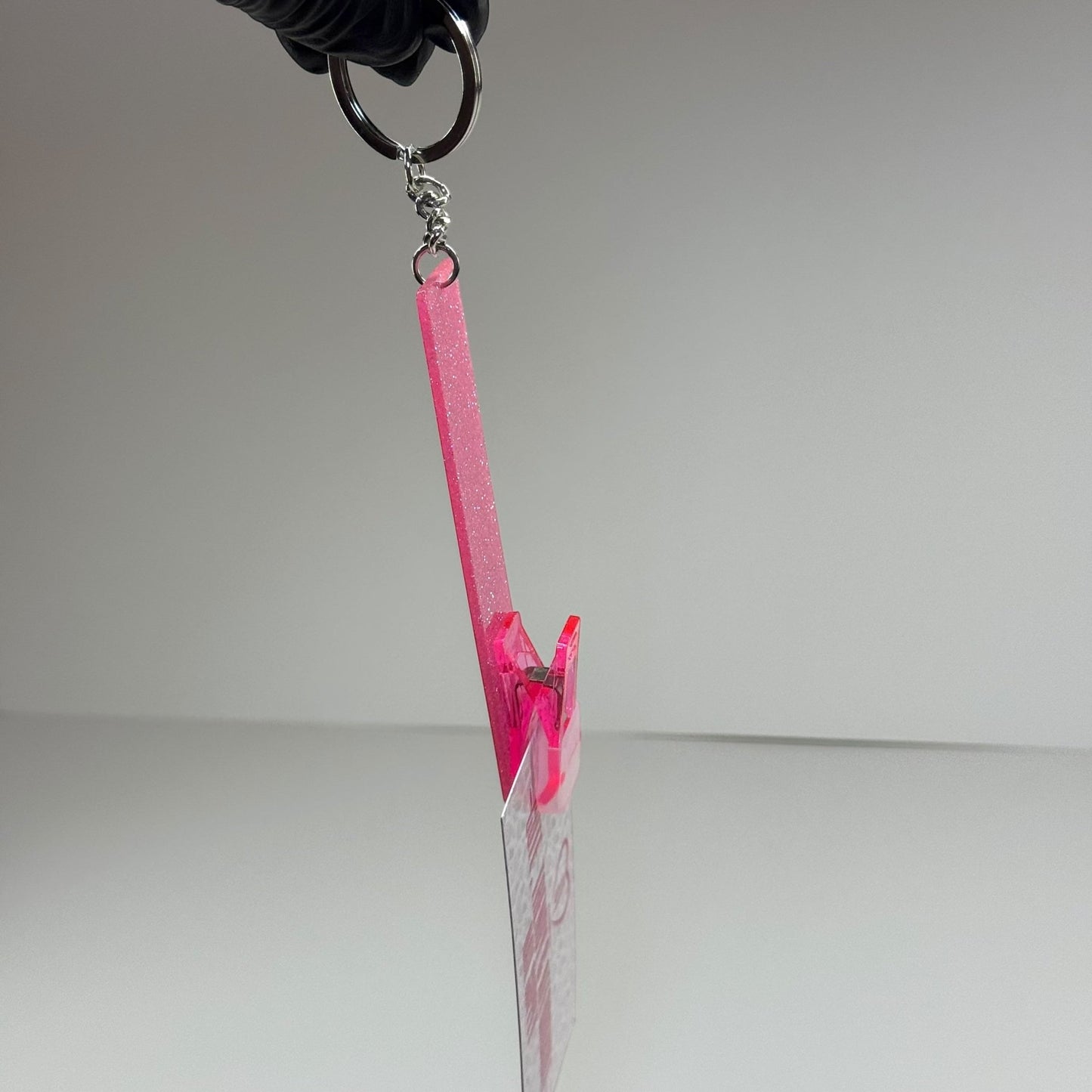 Pink Glitter Card Holder Keychain – Nail Tech Badge & Tool Clip - JTessentials