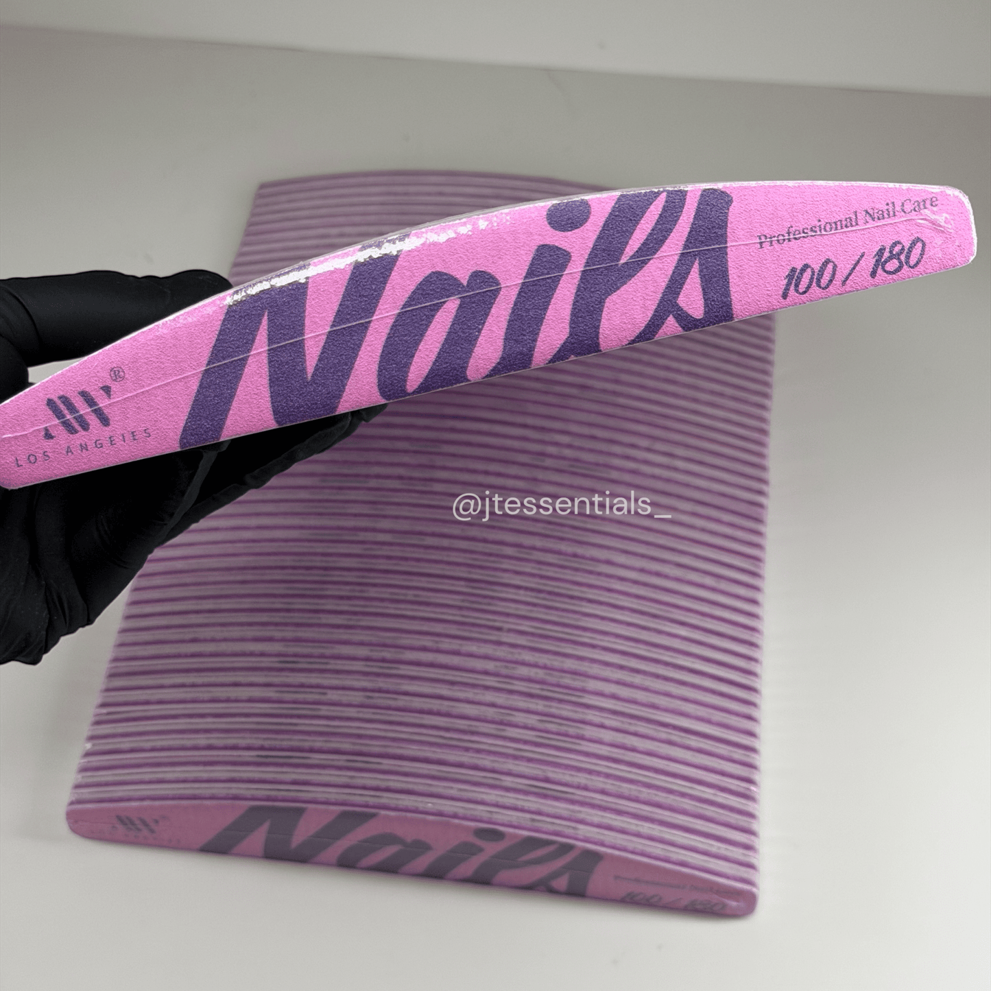 Pink Half moon Shape 100/180Grit 50 Pcs Nail File Pack for Acrylic Nails - JTessentials