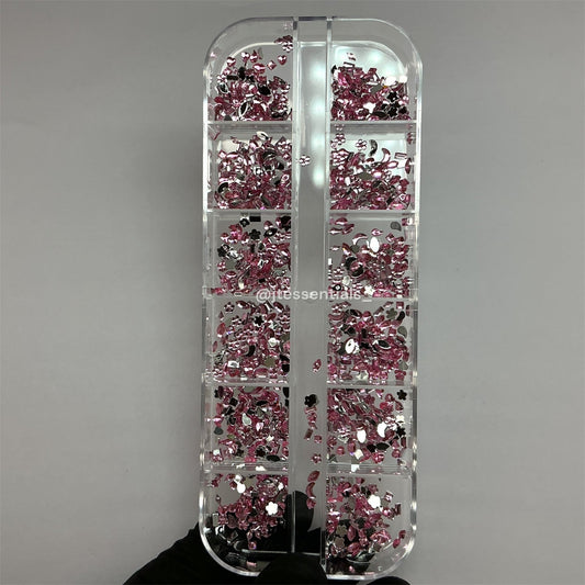 Pink Mixed Rhinestone, Heart,Flower, Butterfly Nail Charms Set – Crystal Nail Art - JTessentials
