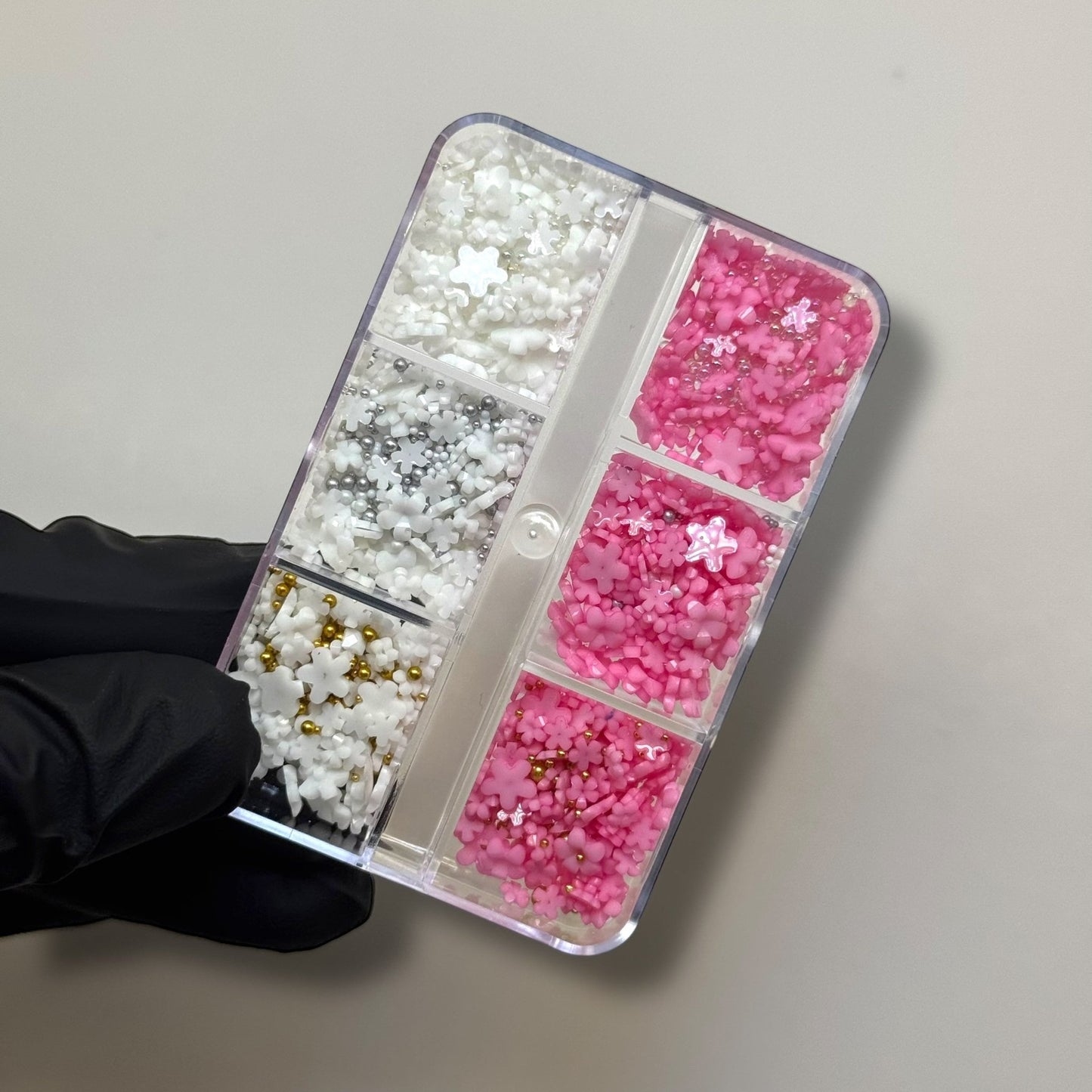 Pink & White Resin Flower Nail Charm Box – 3D Floral Nail Art Decorations - JTessentials