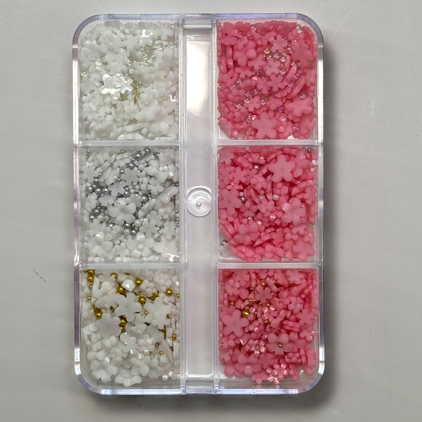 Pink & White Resin Flower Nail Charm Box – 3D Floral Nail Art Decorations - JTessentials