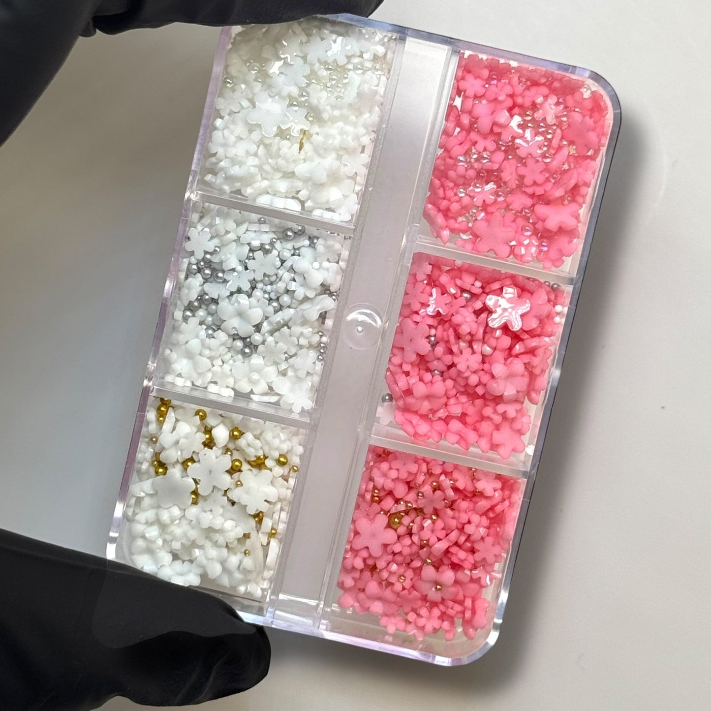 Pink & White Resin Flower Nail Charm Box – 3D Floral Nail Art Decorations - JTessentials