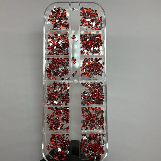 RED Mixed Rhinestone, Heart,Flower, Butterfly Nail Charms Set – Crystal Nail Art - JTessentials